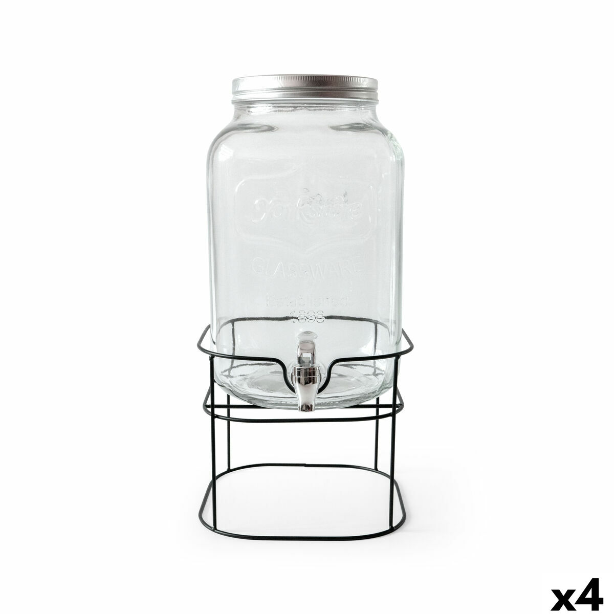 Dispensador de bebidas La Mediterránea Rustik Metal Vidrio 8 L 22 x 22 x 37 cm (4 Unidades)