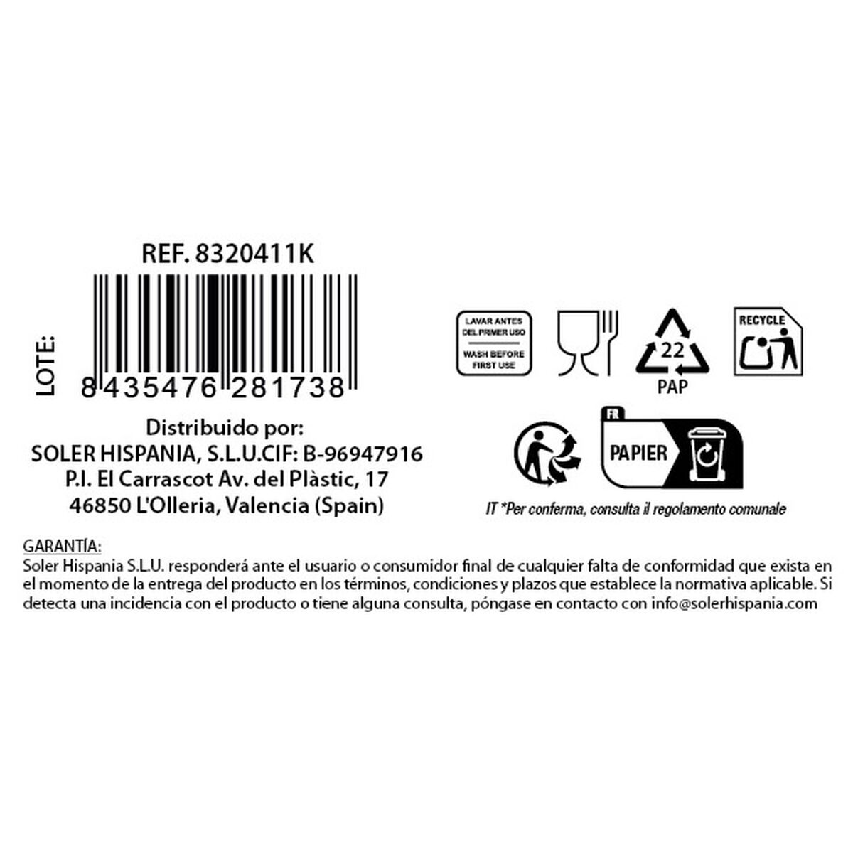 Jarra con Tapa y Dosificador La Mediterránea Chrysler Vidrio (6 Unidades)