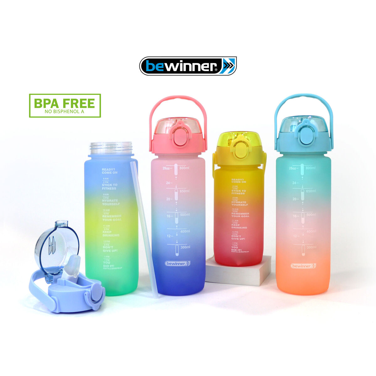Botella de Agua Bewinner Multicolor 600 ml 7,5 X 20 CM (12 Unidades)