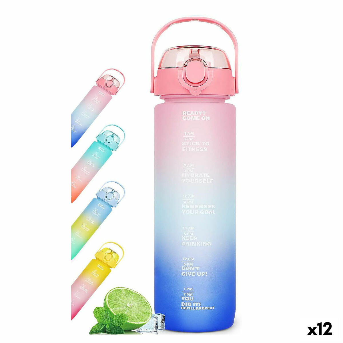 Botella de Agua Bewinner Multicolor 600 ml 7,5 X 20 CM (12 Unidades)