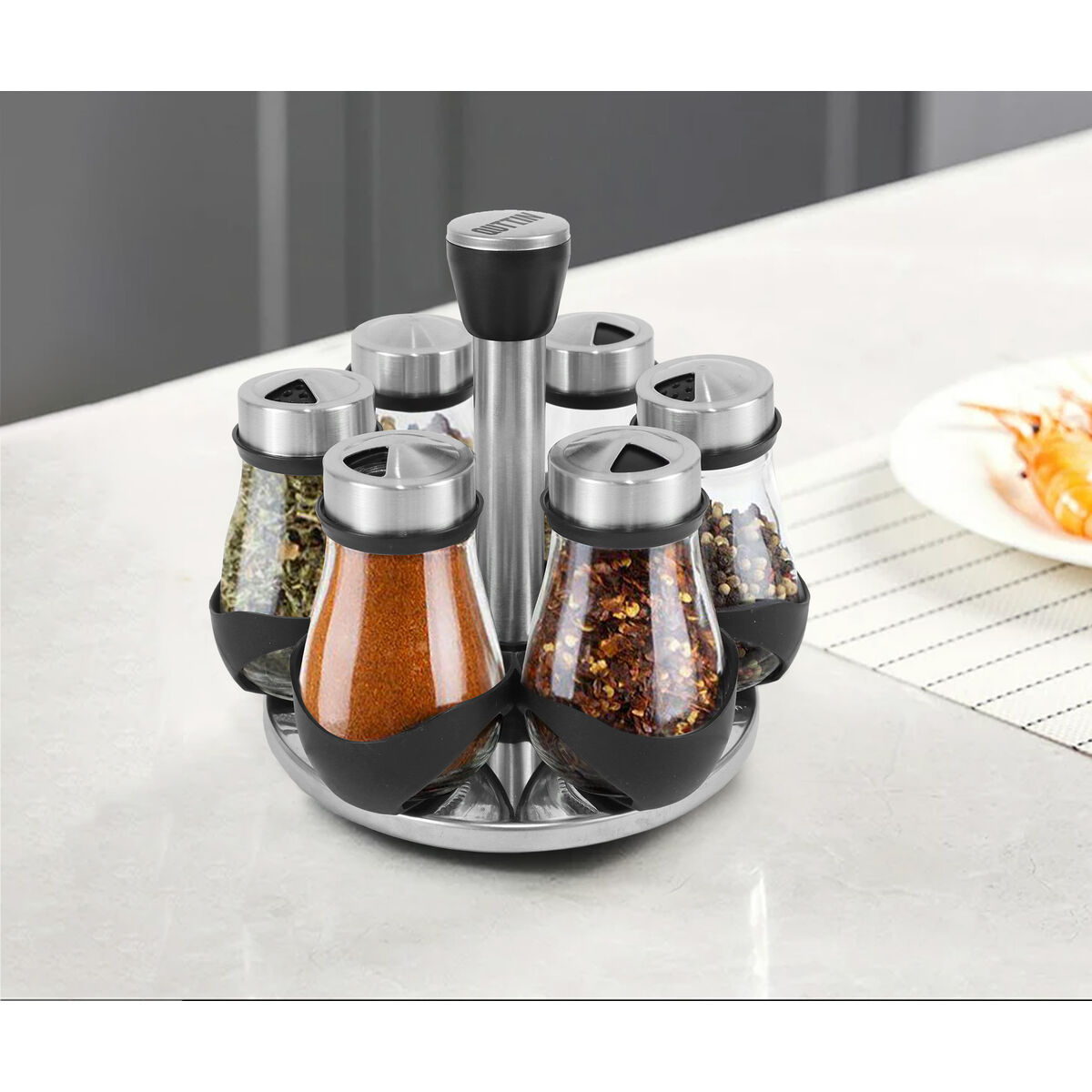 Especiero de Acero Inoxidable Quttin 17,8 X 17,8 X 16,3 CM (6 Piezas) (8 Unidades)