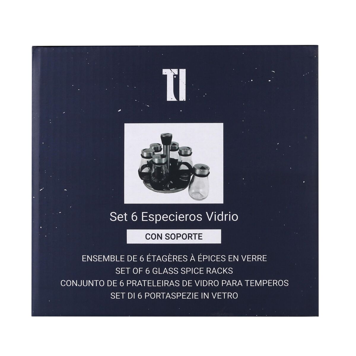 Especiero de Acero Inoxidable Quttin 17,8 X 17,8 X 16,3 CM (6 Piezas) (8 Unidades)