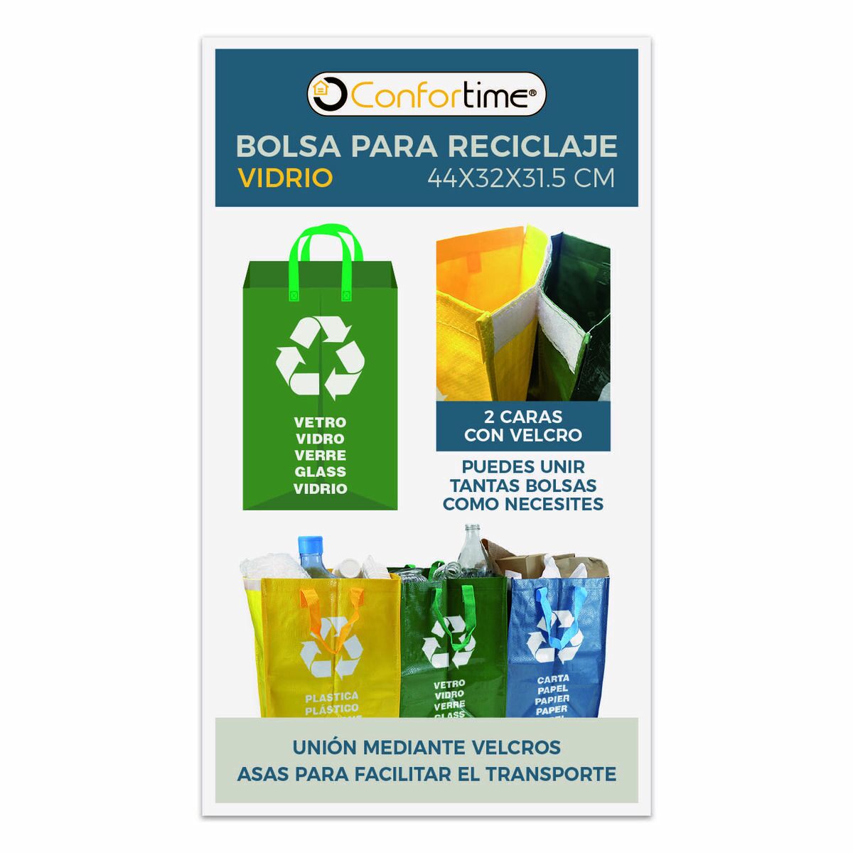 Bolsas de Basura Confortime Glass Verde Vidrio 24 Unidades