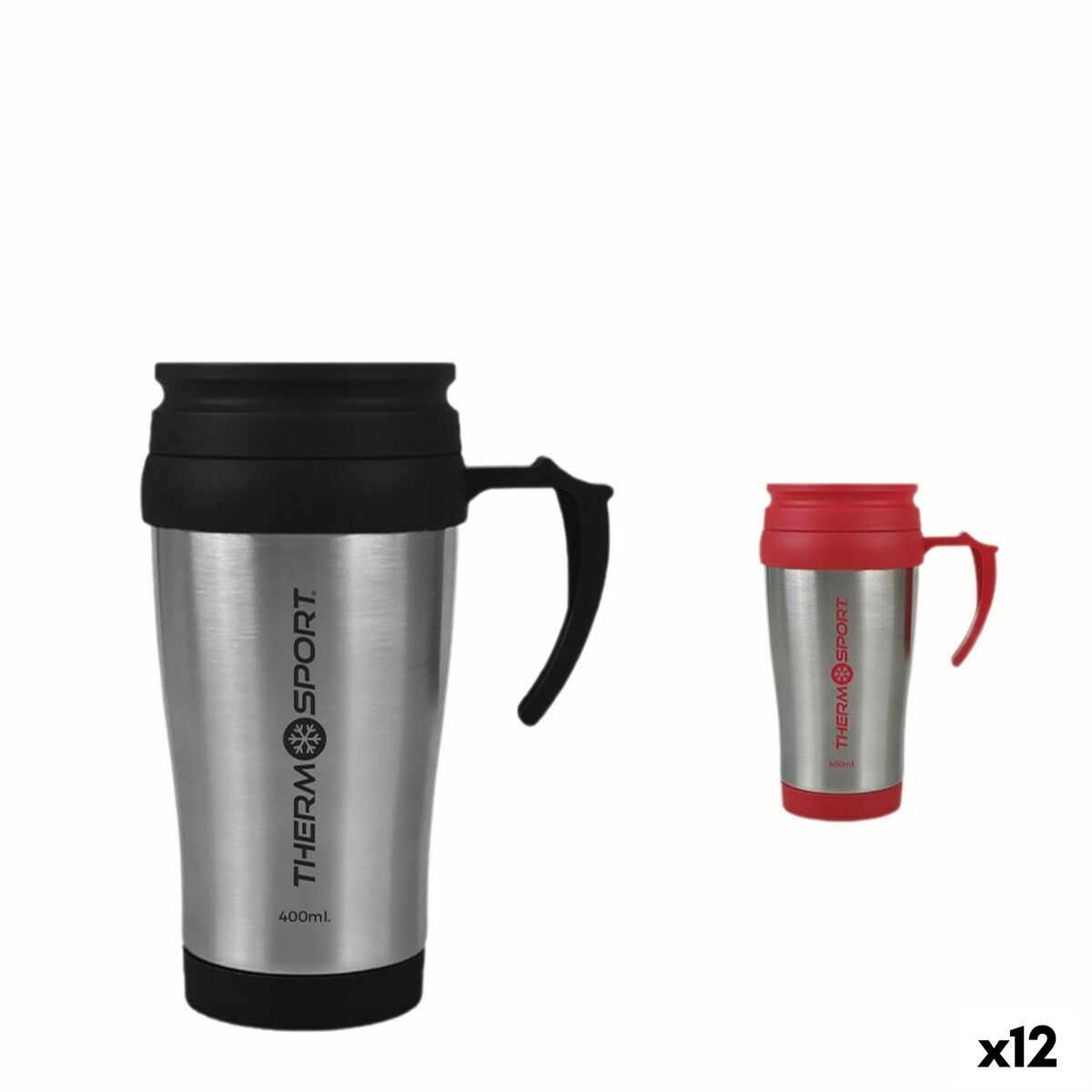 Taza Termo con Tapa ThermoSport Travel Rojo 400 ml (12 Unidades)