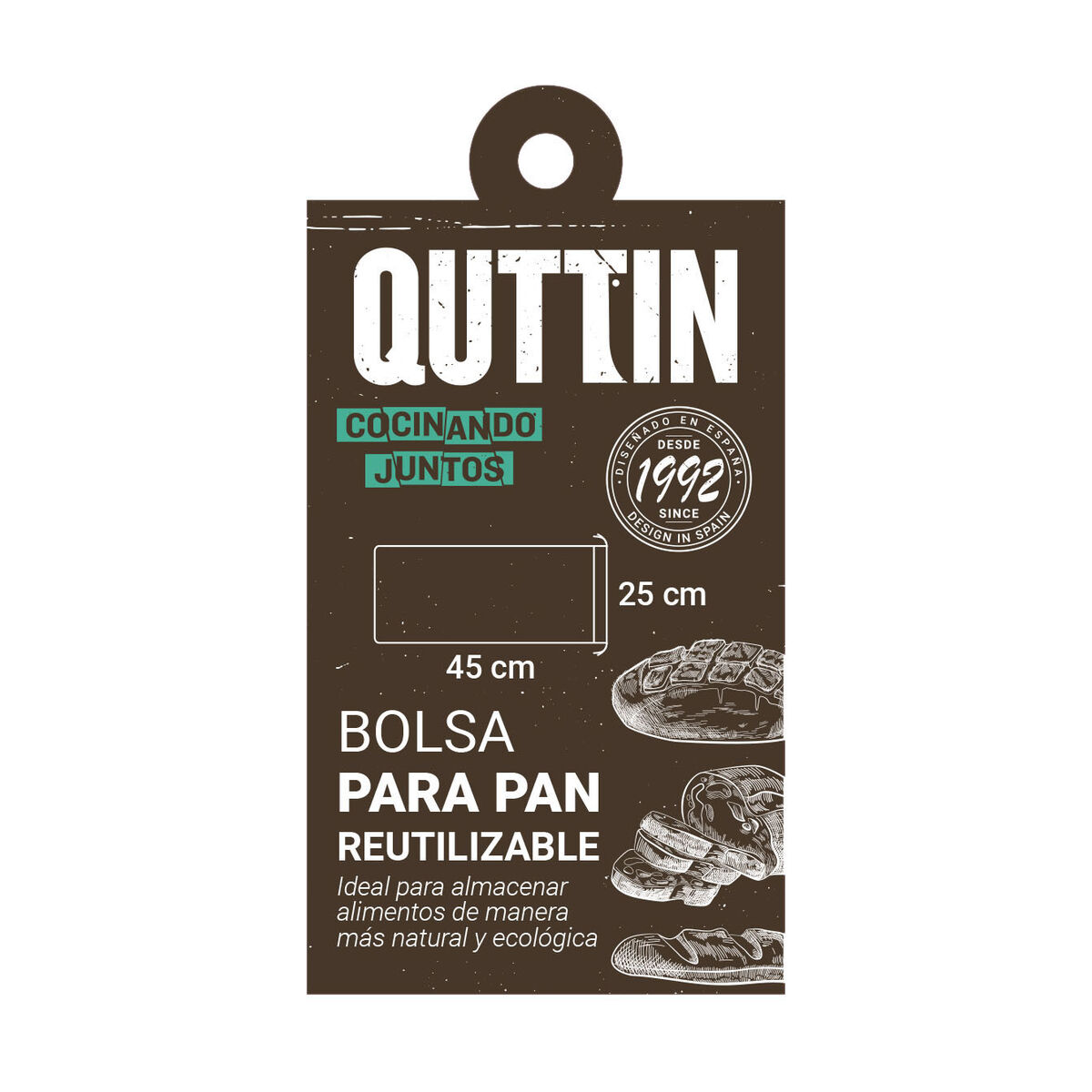 Bolsa Reutilizable para Alimentos Quttin Bread 25 x 45 cm (24 Unidades)