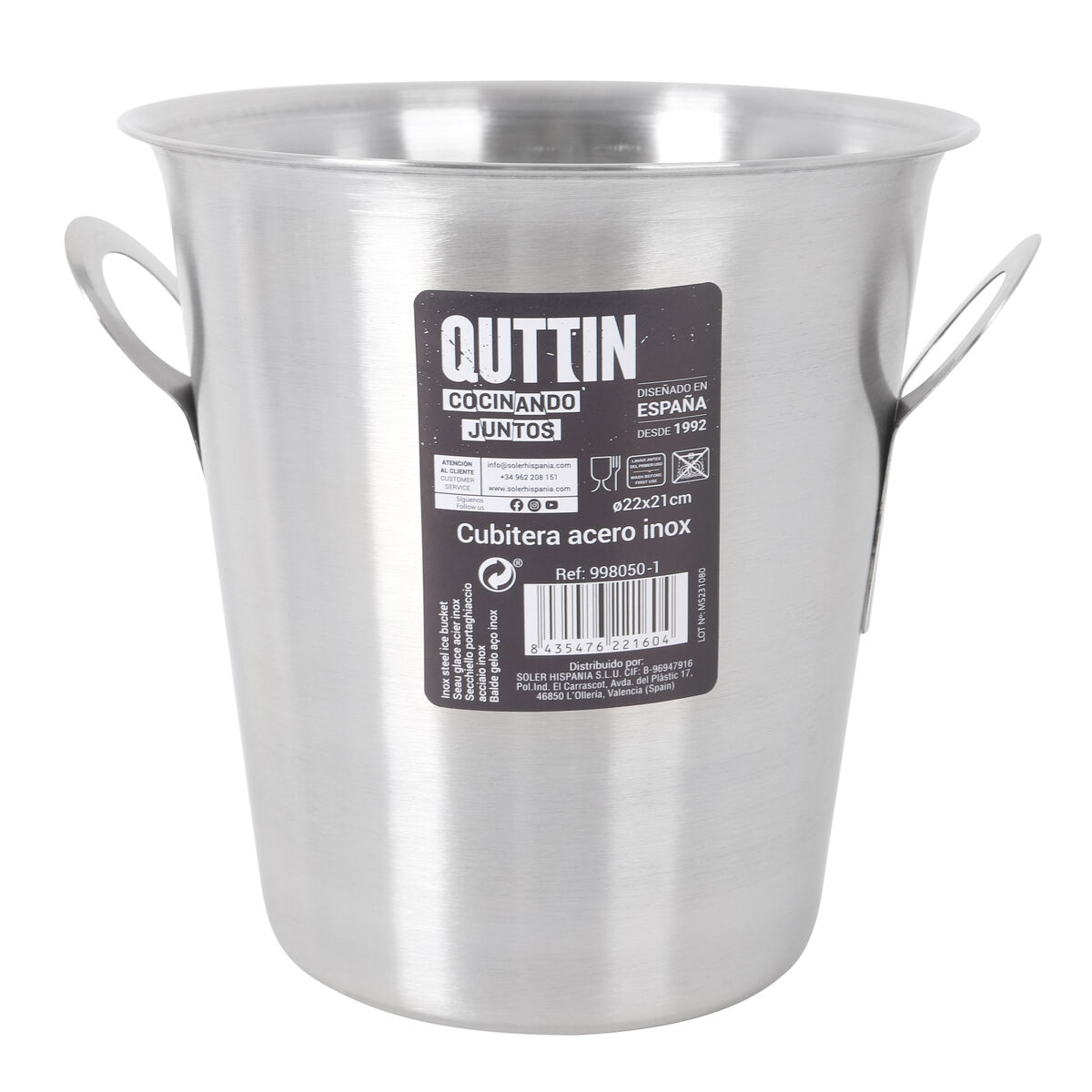 Cubitera Quttin Quttin Acero Inoxidable 5 L ø 22,2 x 21 cm (8 Unidades)
