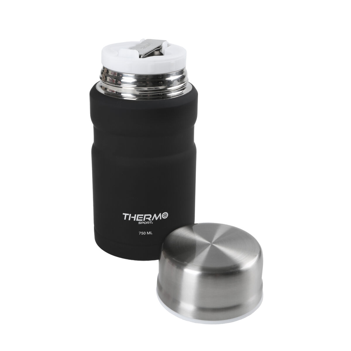 Termo para Alimentos ThermoSport Negro Acero 750 ml (6 Unidades)