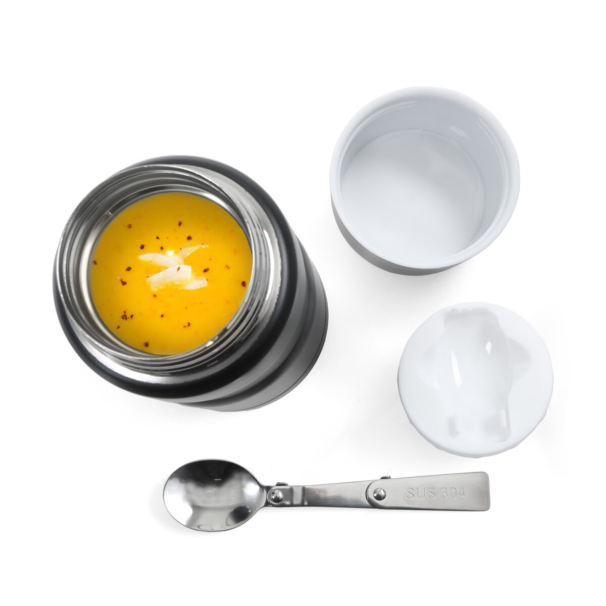 Termo para Alimentos ThermoSport Negro Acero 750 ml (6 Unidades)