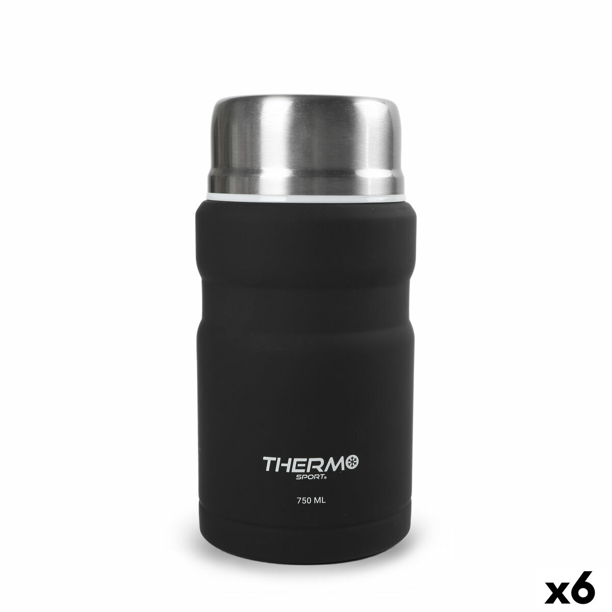 Termo para Alimentos ThermoSport Negro Acero 750 ml (6 Unidades)