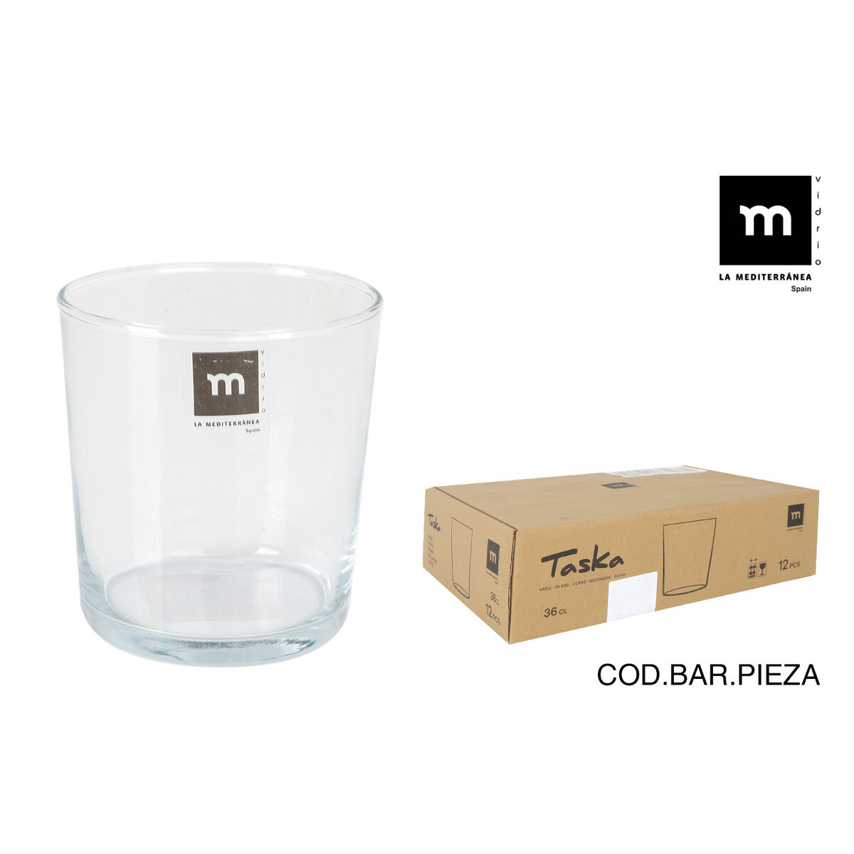 Vaso de Cristal La Mediterránea Taska 360 ml (12 Unidades)