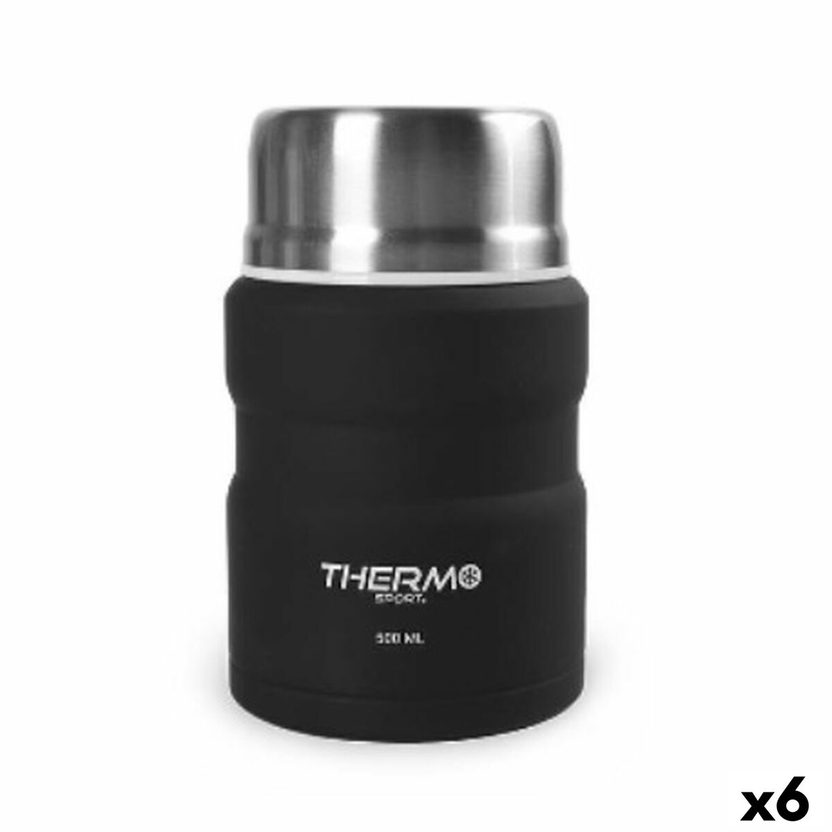 Termo para Alimentos ThermoSport Negro Acero 500 ml (6 Unidades)