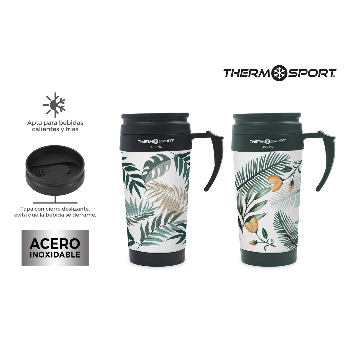 Taza Termo con Tapa ThermoSport 400 ml 0,4 l (12 Unidades)