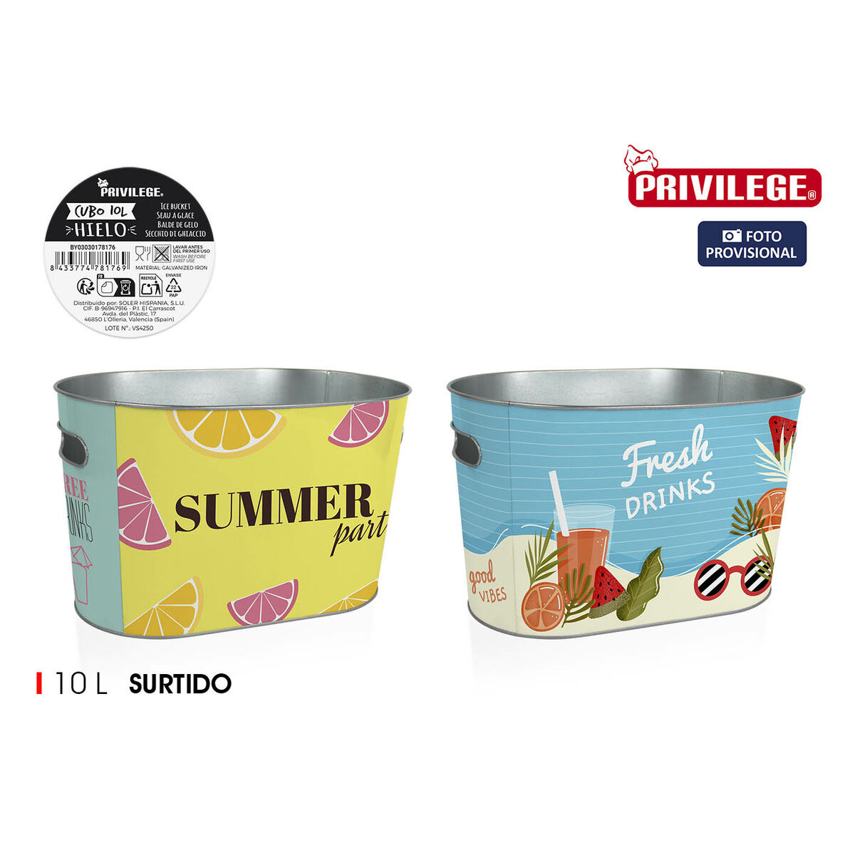 Cubitera Privilege Ovalado 10 L 32,7 x 19,5 x 20 cm (8 Unidades)