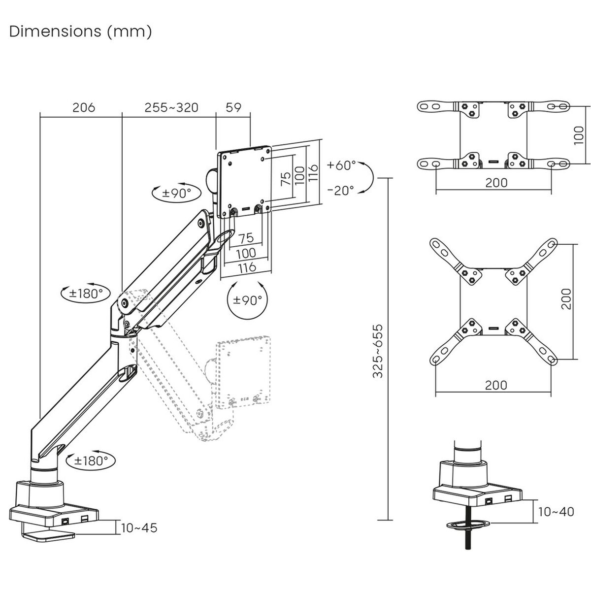 Soporte de Mesa para Pantalla MacLean MC-968 26,5" 17"