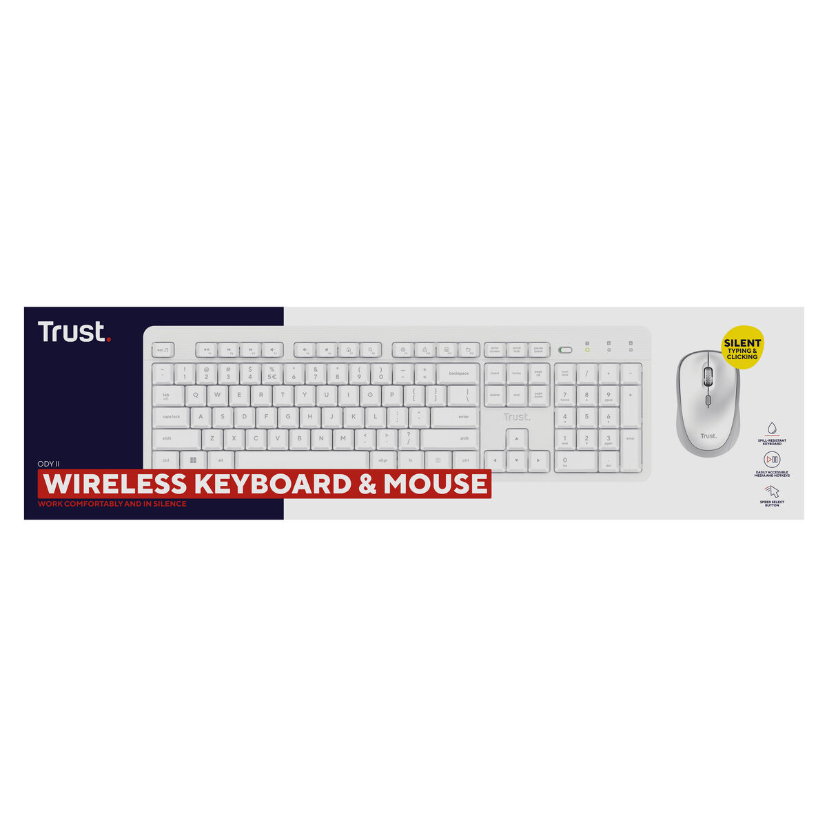 Teclado y Ratón Trust 25465 Blanco (Blanco)