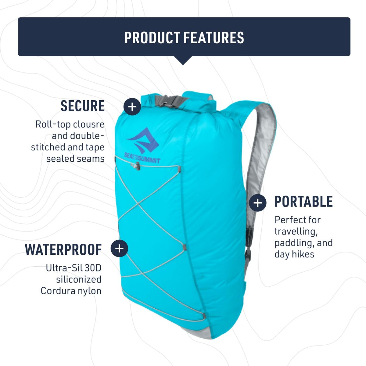 Mochila de Montaña Sea to Summit Ultra-Sil Dry Day Pack Azul Plateado 22 L