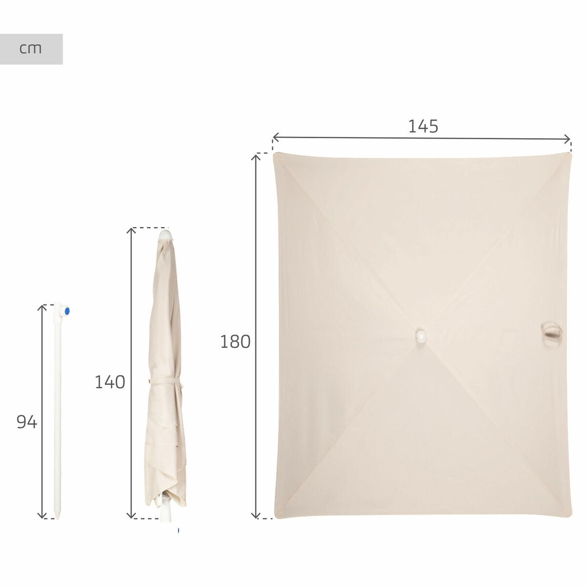 Sombrilla Aktive 180 x 220 x 145 cm Gris oscuro