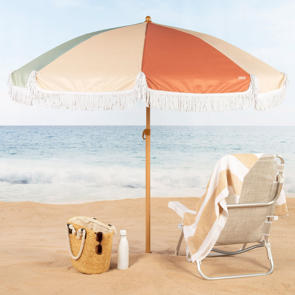 Sombrilla de playa Aktive Ø 200 cm 200 x 185 x 200 cm (4 Unidades)