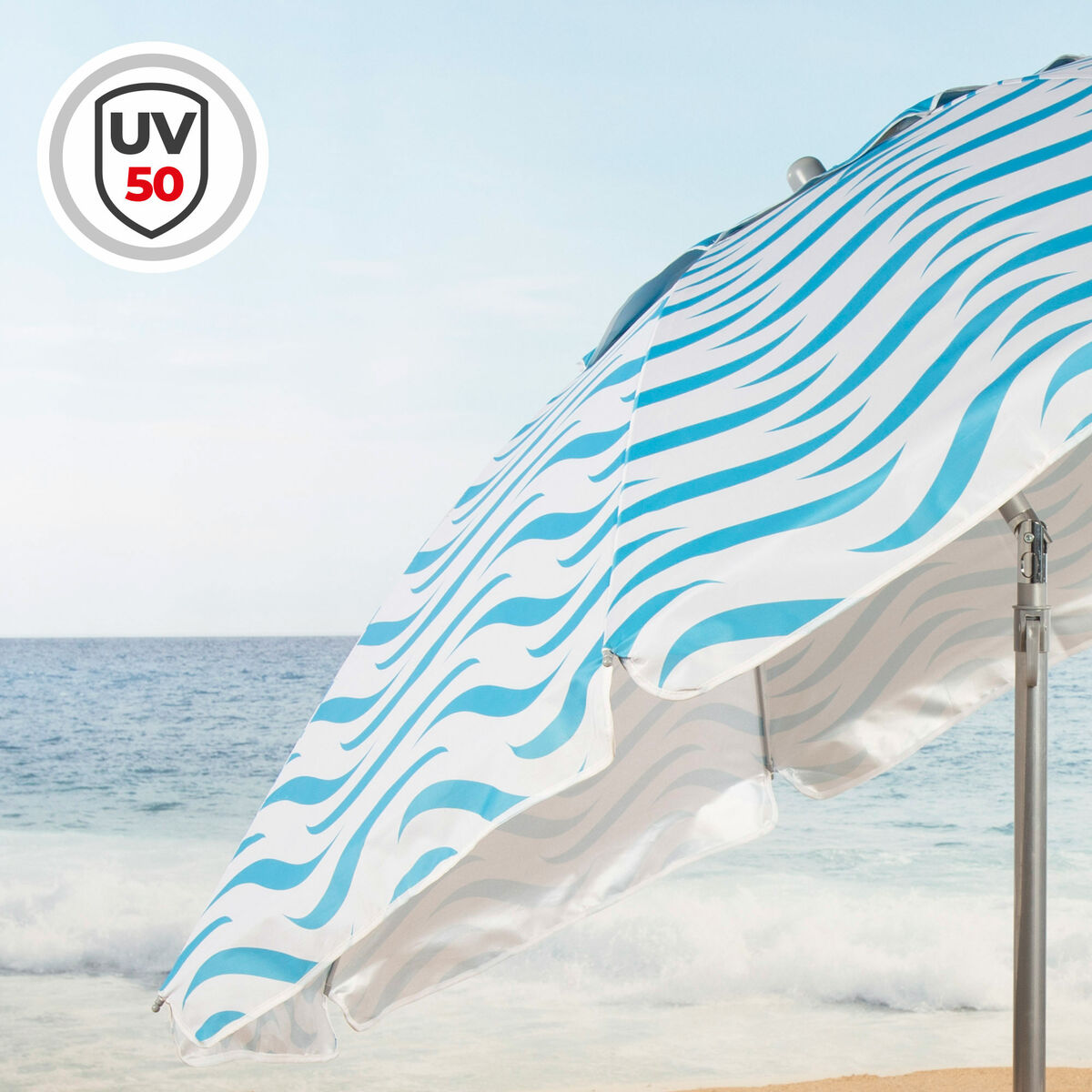 Sombrilla de playa Aktive Azul Ø 200 cm 200 x 190 x 200 cm (6 Unidades)