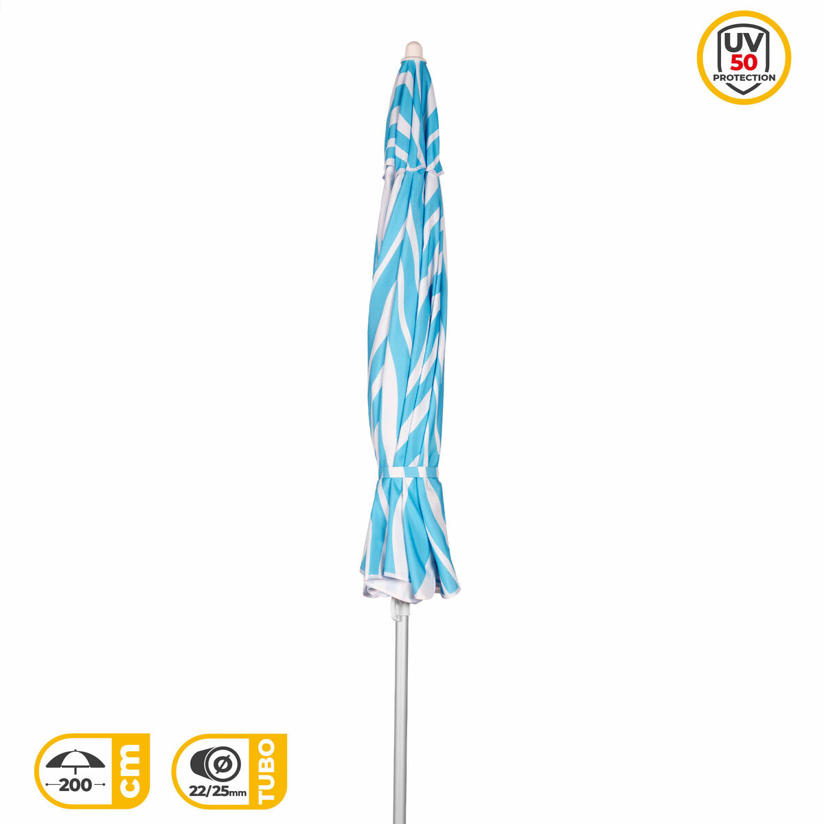 Sombrilla de playa Aktive Azul 200 x 195 x 200 cm (6 Unidades)