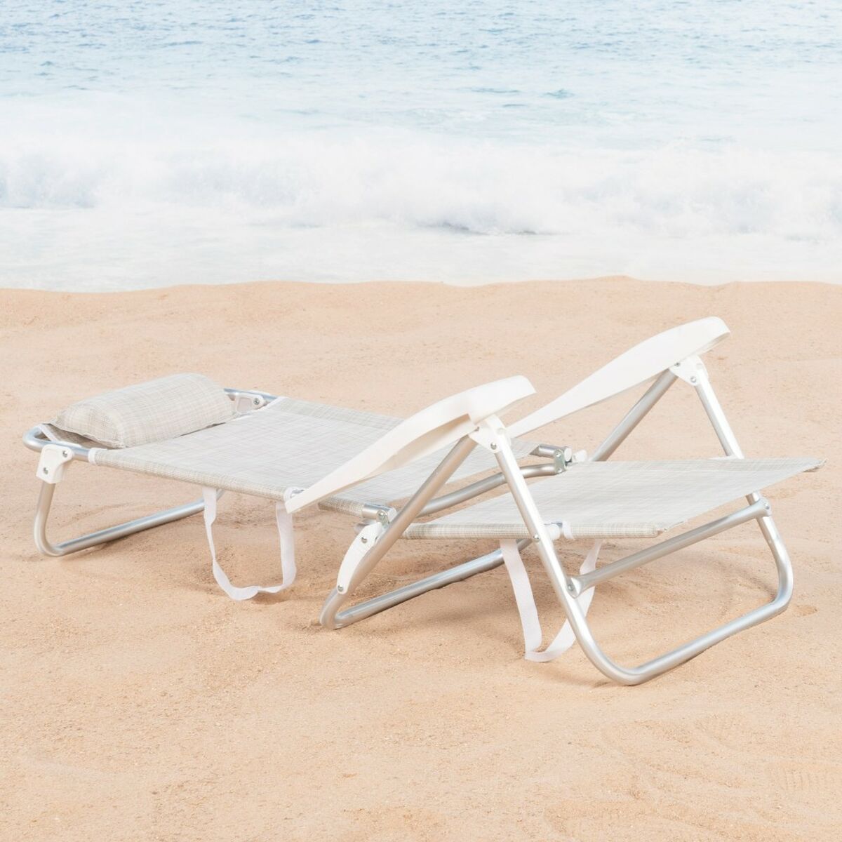Silla de Playa Aktive 47 x 82 x 49 cm (2 Unidades)