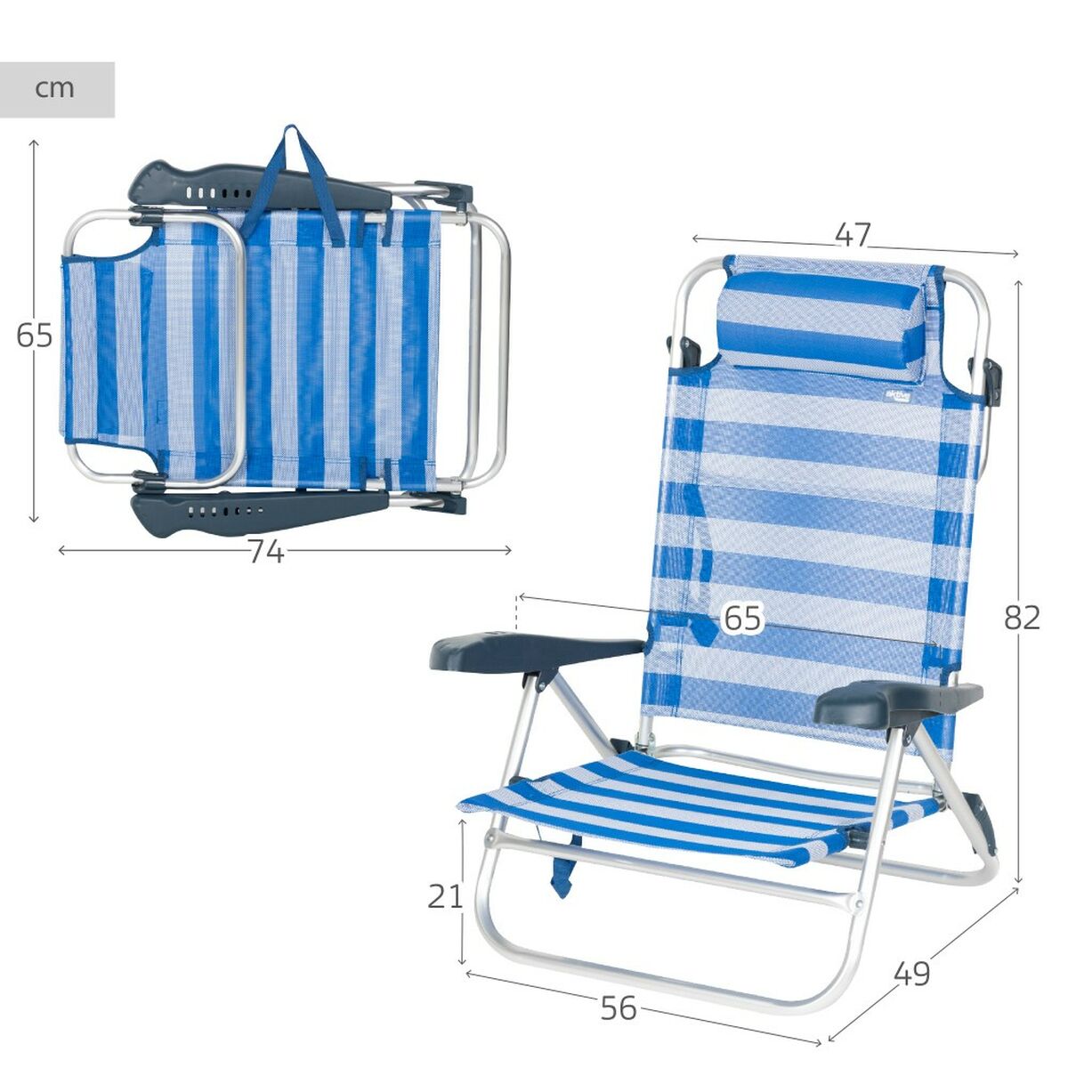 Silla de Playa Aktive 47 x 82 x 49 cm (2 Unidades)