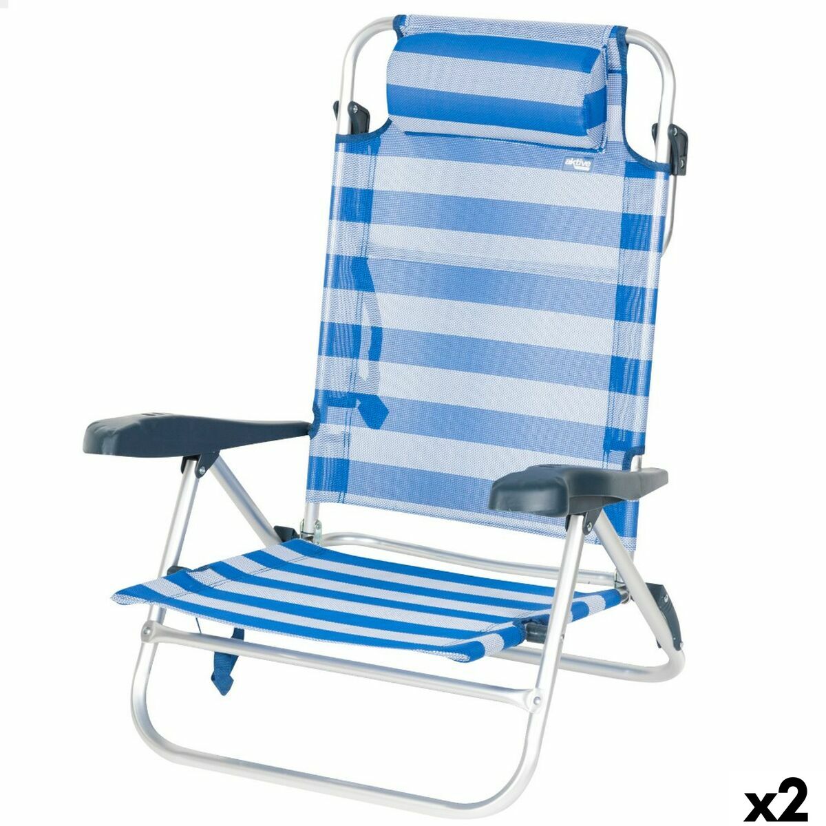 Silla de Playa Aktive 47 x 82 x 49 cm (2 Unidades)