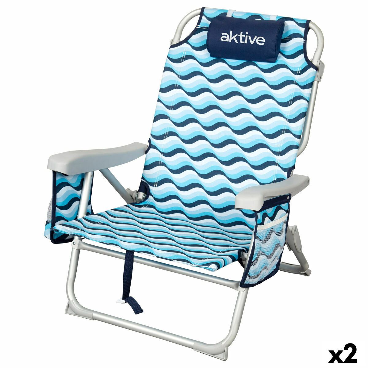 Silla de Playa Aktive 50 x 80 x 58 cm (2 Unidades)