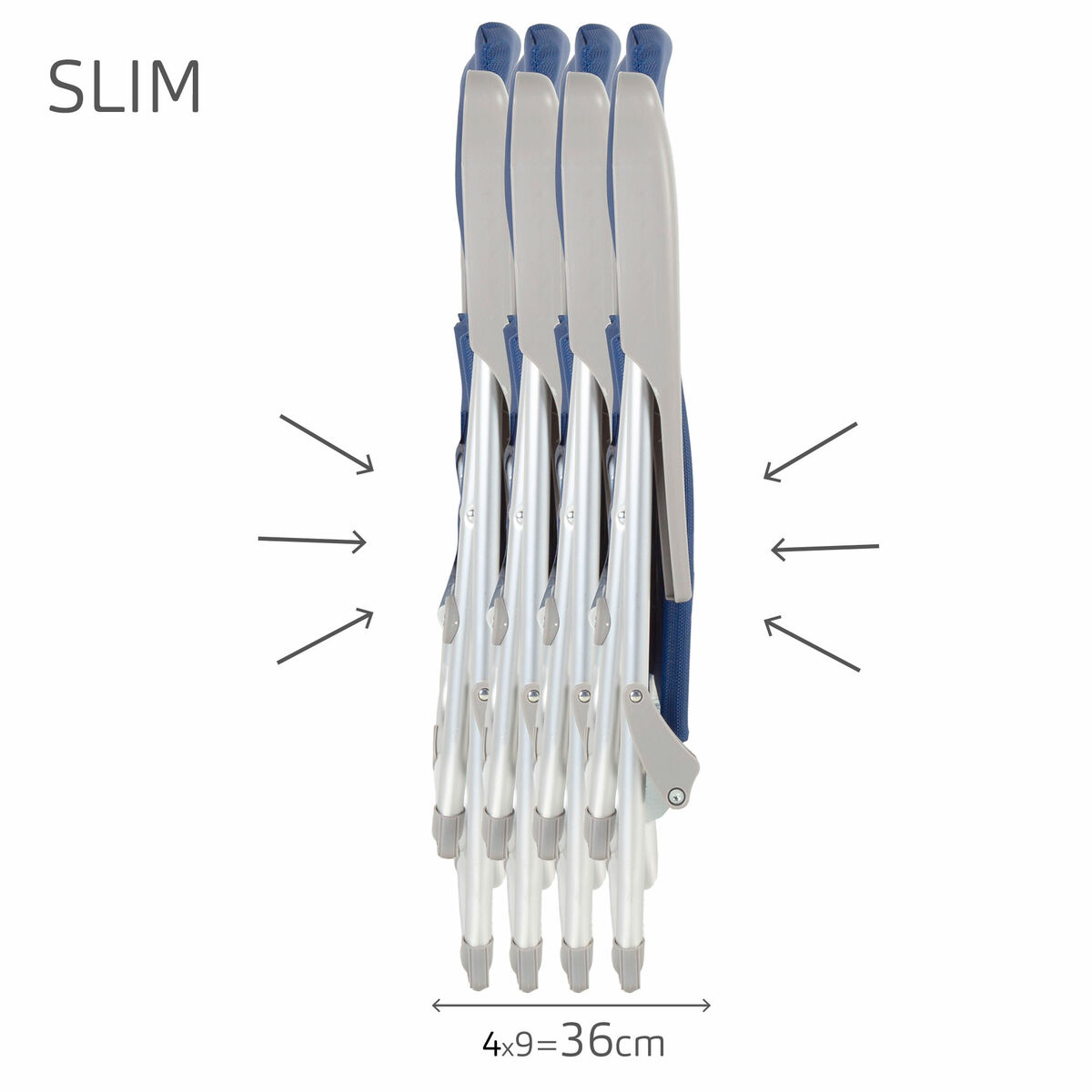 Silla de Playa Aktive Azul marino 47 x 89 x 56 cm (4 Unidades)