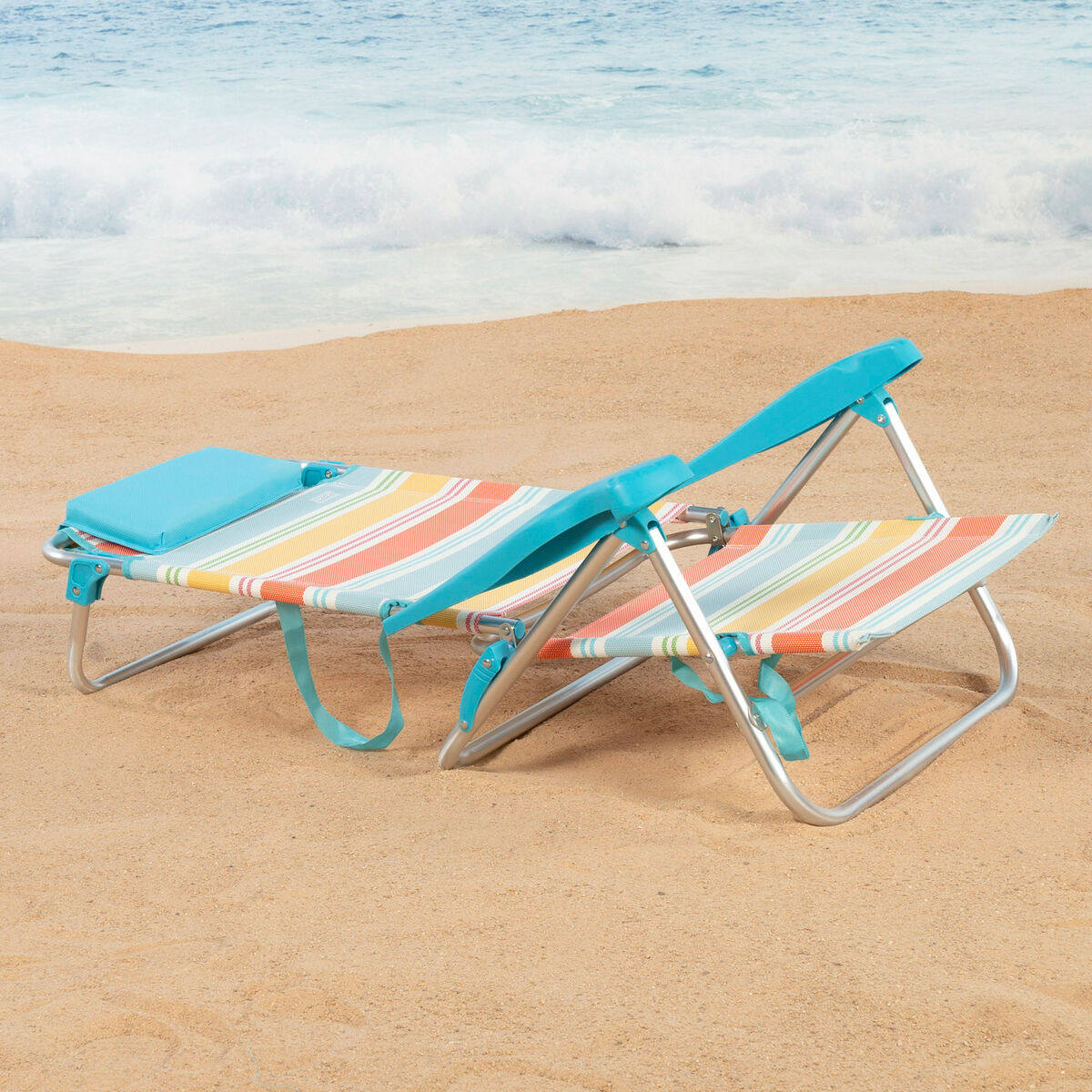 Silla de Playa Aktive Multicolor 48 x 90 x 60 cm (2 Unidades)