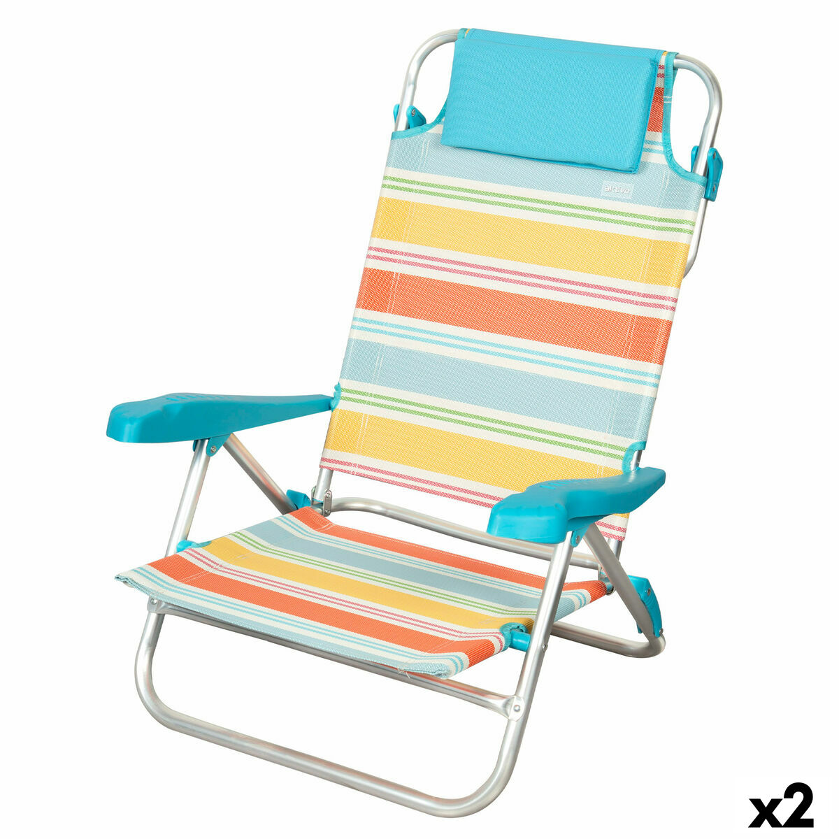Silla de Playa Aktive Multicolor 48 x 90 x 60 cm (2 Unidades)