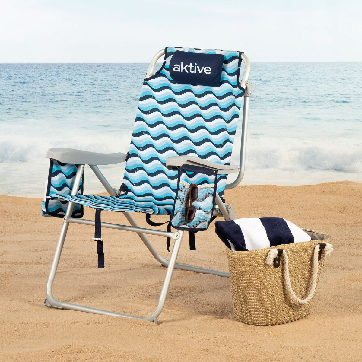 Silla de Playa Aktive 48 x 95 x 78 cm (2 Unidades)