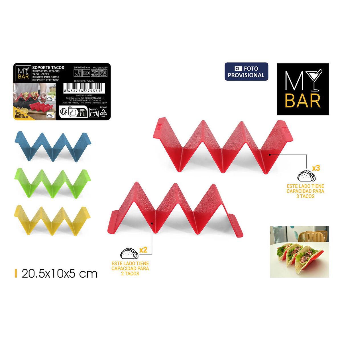 Soporte para tacos My Bar 20,5 x 10 x 5 cm (48 Unidades)