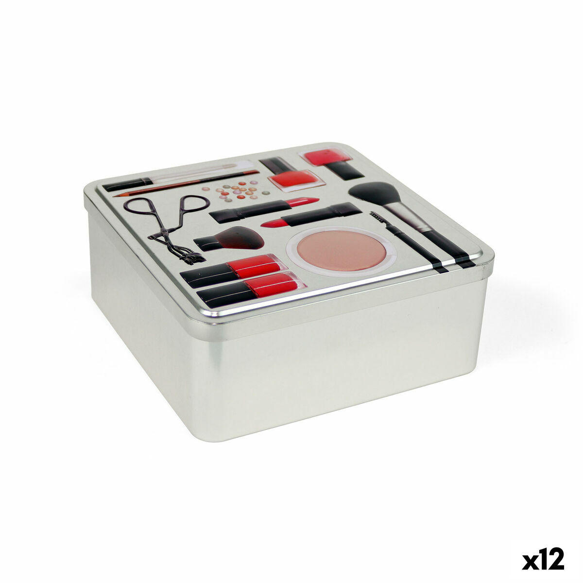 Caja Multiusos Confortime Make-Up Metal 19,7 x 19,7 x 8 cm (12 Unidades)