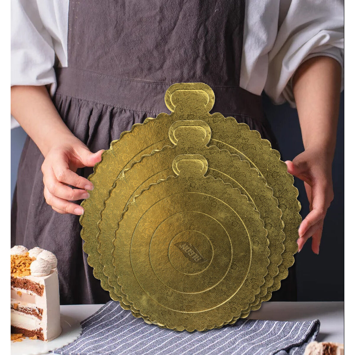 Base para pastel Algon Dorado 40 x 40 cm (36 Unidades)