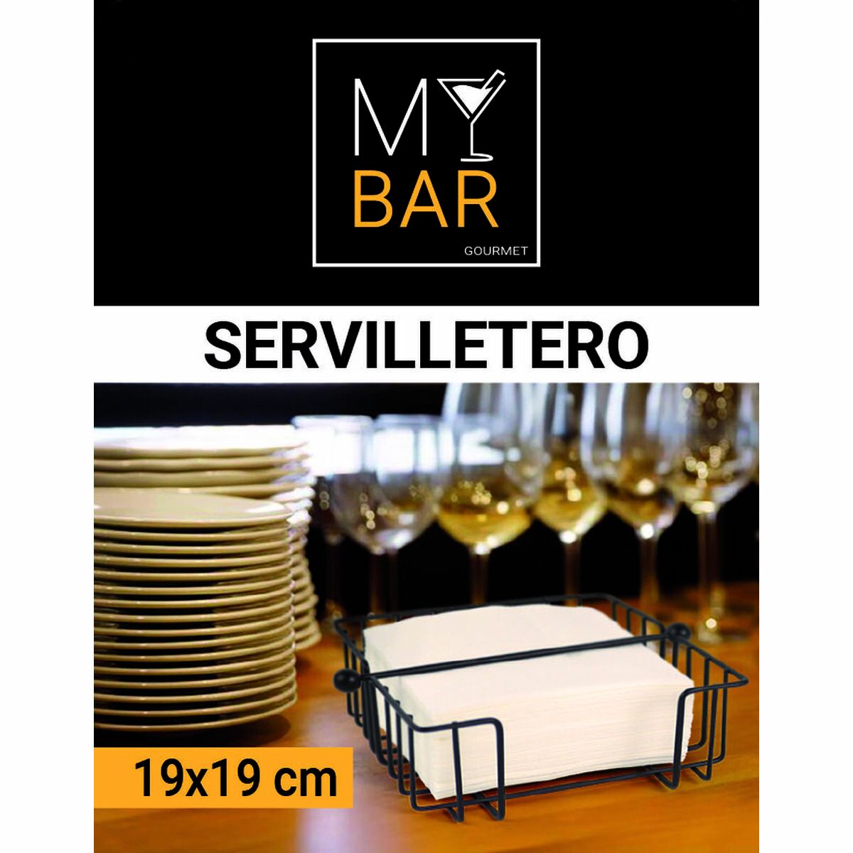 Servilletero My Bar Negro Metal 19 x 19 x 7,5 cm (12 Unidades)
