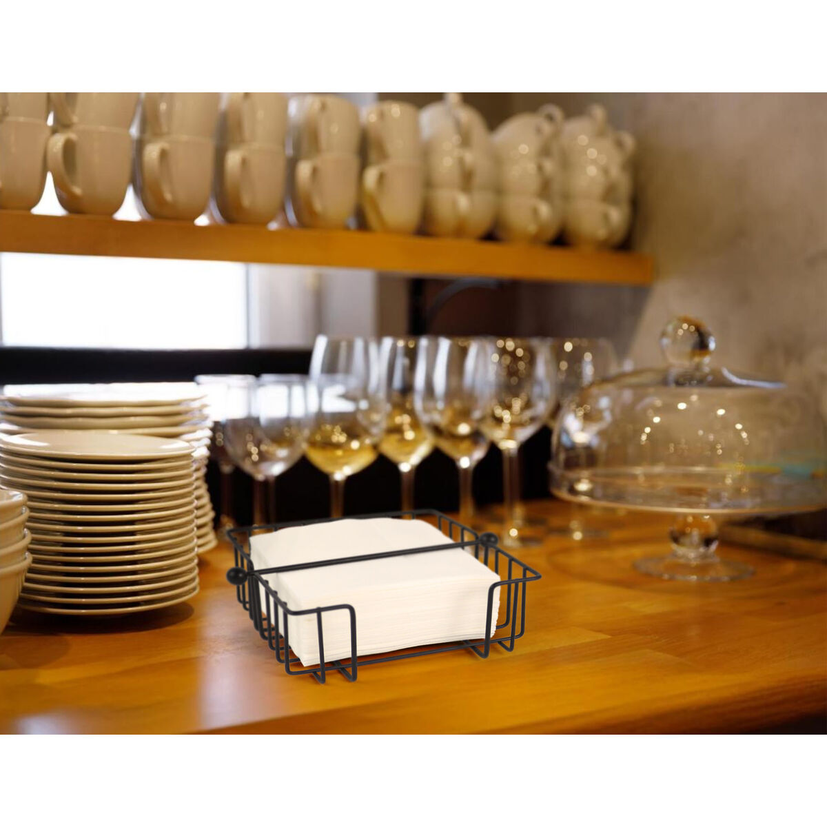 Servilletero My Bar Negro Metal 19 x 19 x 7,5 cm (12 Unidades)