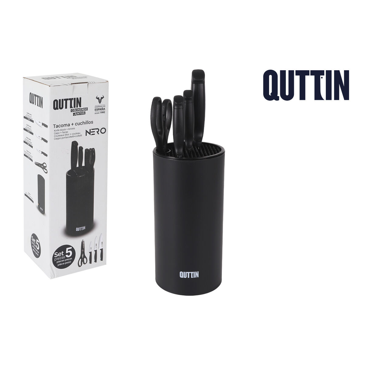 Juego de Cuchillos de Cocina y Soporte Quttin Nero 5 Piezas (2 Unidades)