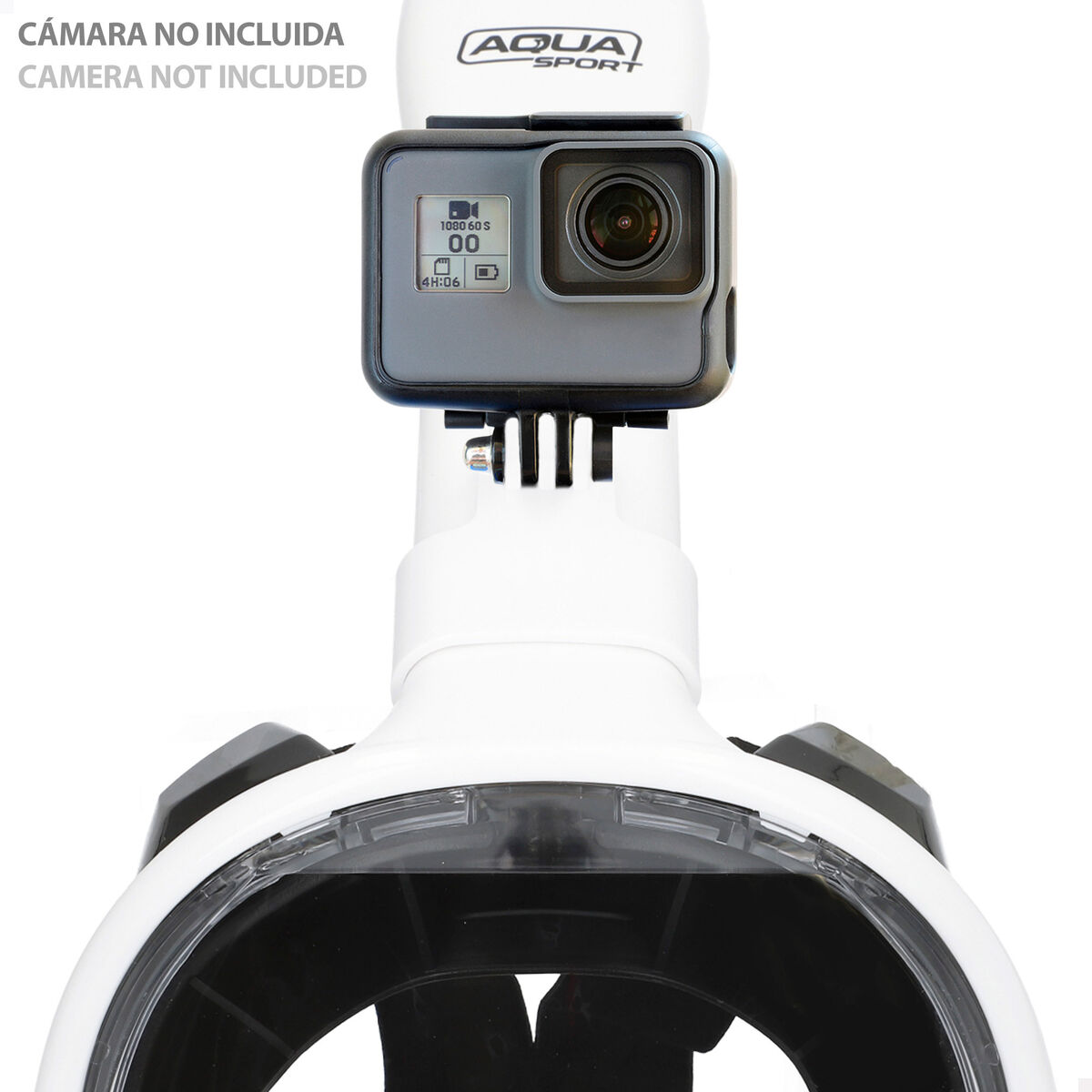 Máscara de Snorkel con Soporte para Cámara Deportiva AquaSport Azul Blanco (4 Unidades)