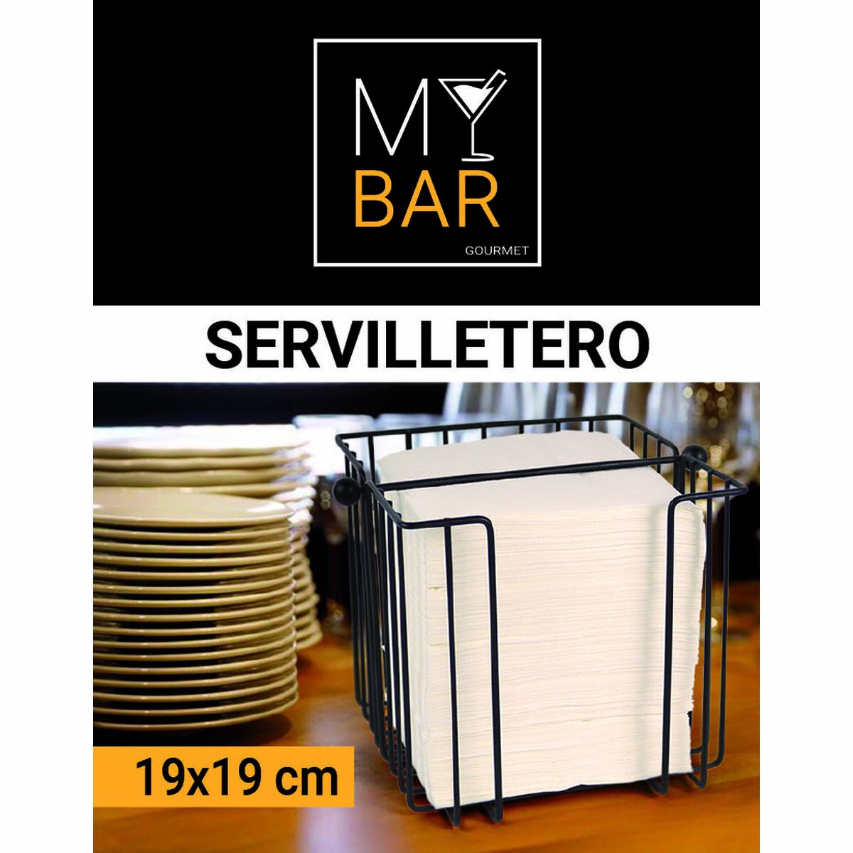 Servilletero My Bar Negro Metal 19 x 19 x 18 cm (8 Unidades)