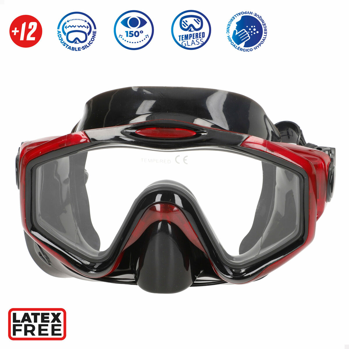 Gafas de Buceo con Tubo AquaSport Azul Rojo (6 Unidades)