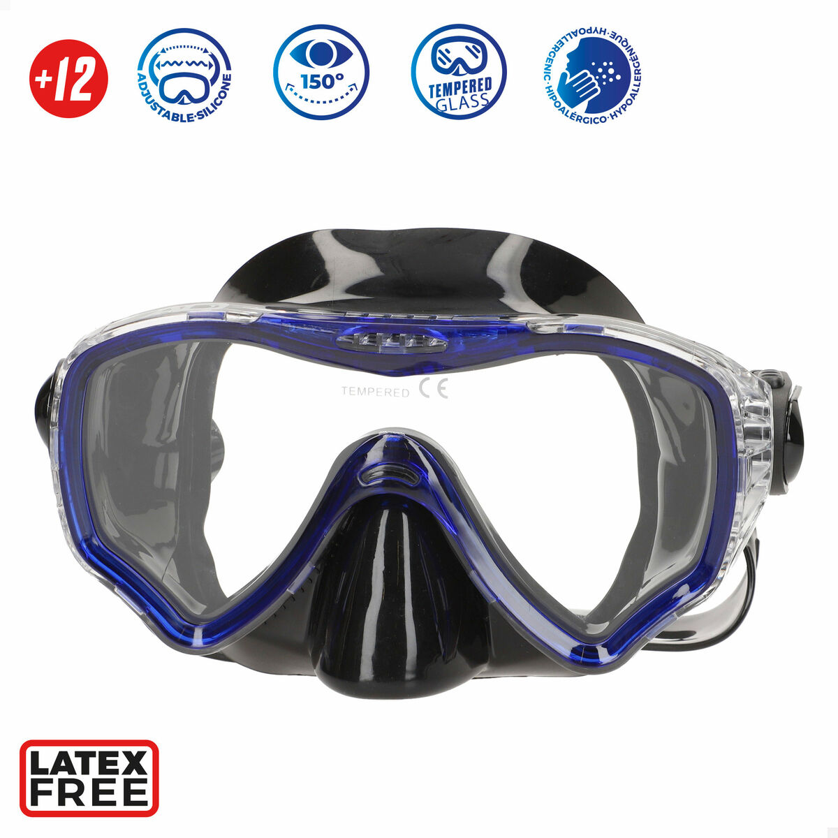 Gafas de Buceo con Tubo AquaSport Azul Rojo (6 Unidades)