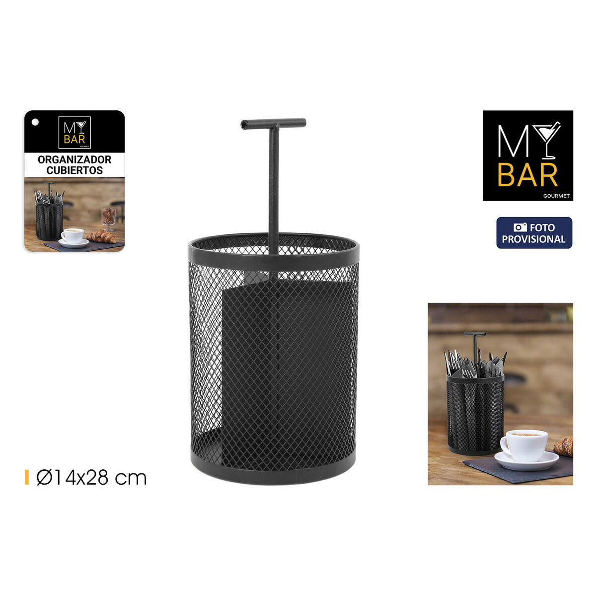 Soporte para Utensilios de Cocina My Bar Metal 14 x 28 cm (12 Unidades)