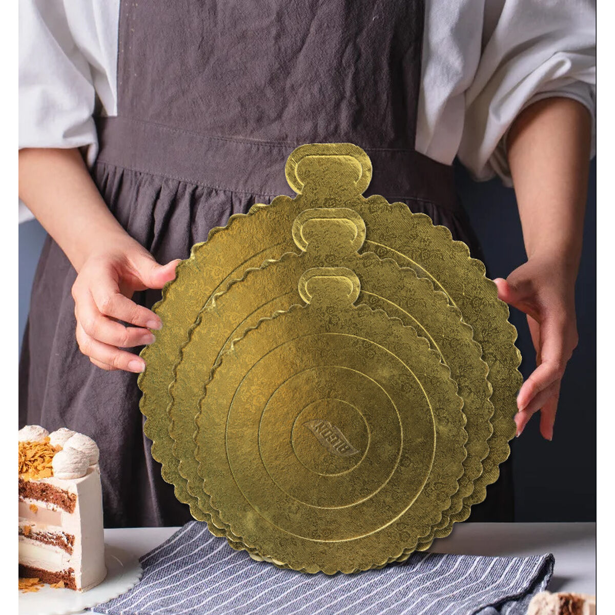 Base para pastel Algon Dorado 20 x 20 cm (36 Unidades)