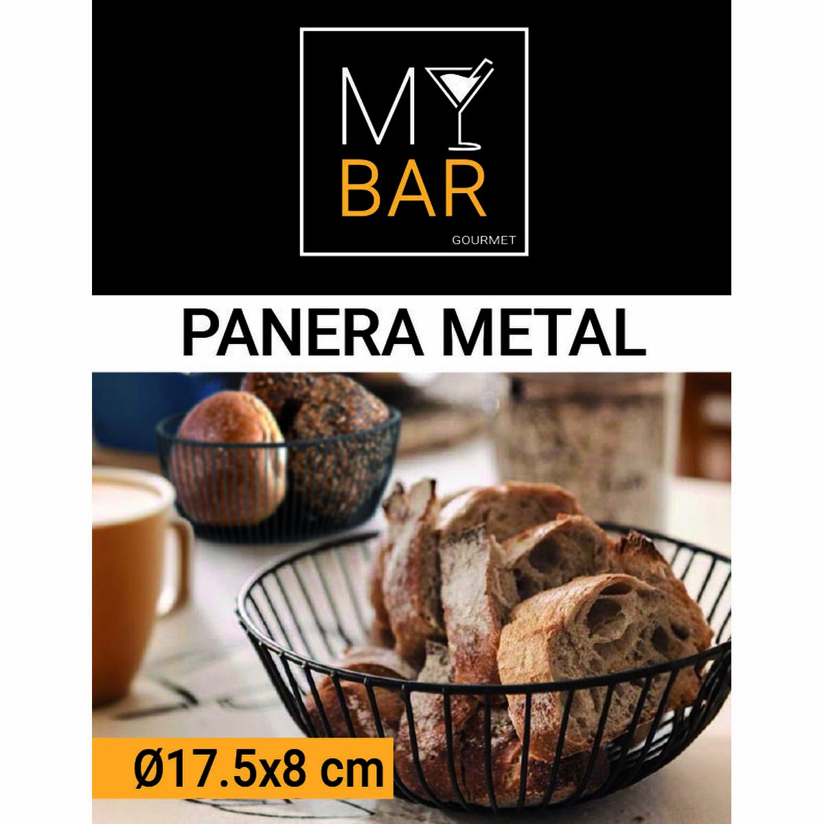 Panera My Bar Negro Metal Redonda (12 Unidades)