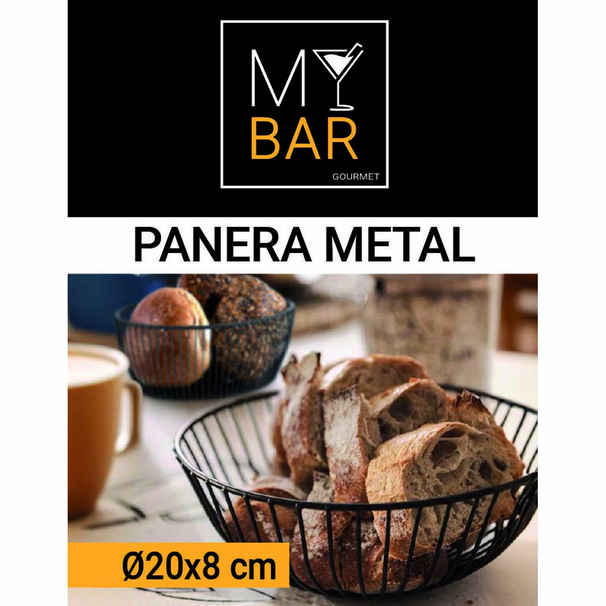 Panera My Bar Negro Metal Redonda 20 x 8 cm (12 Unidades)