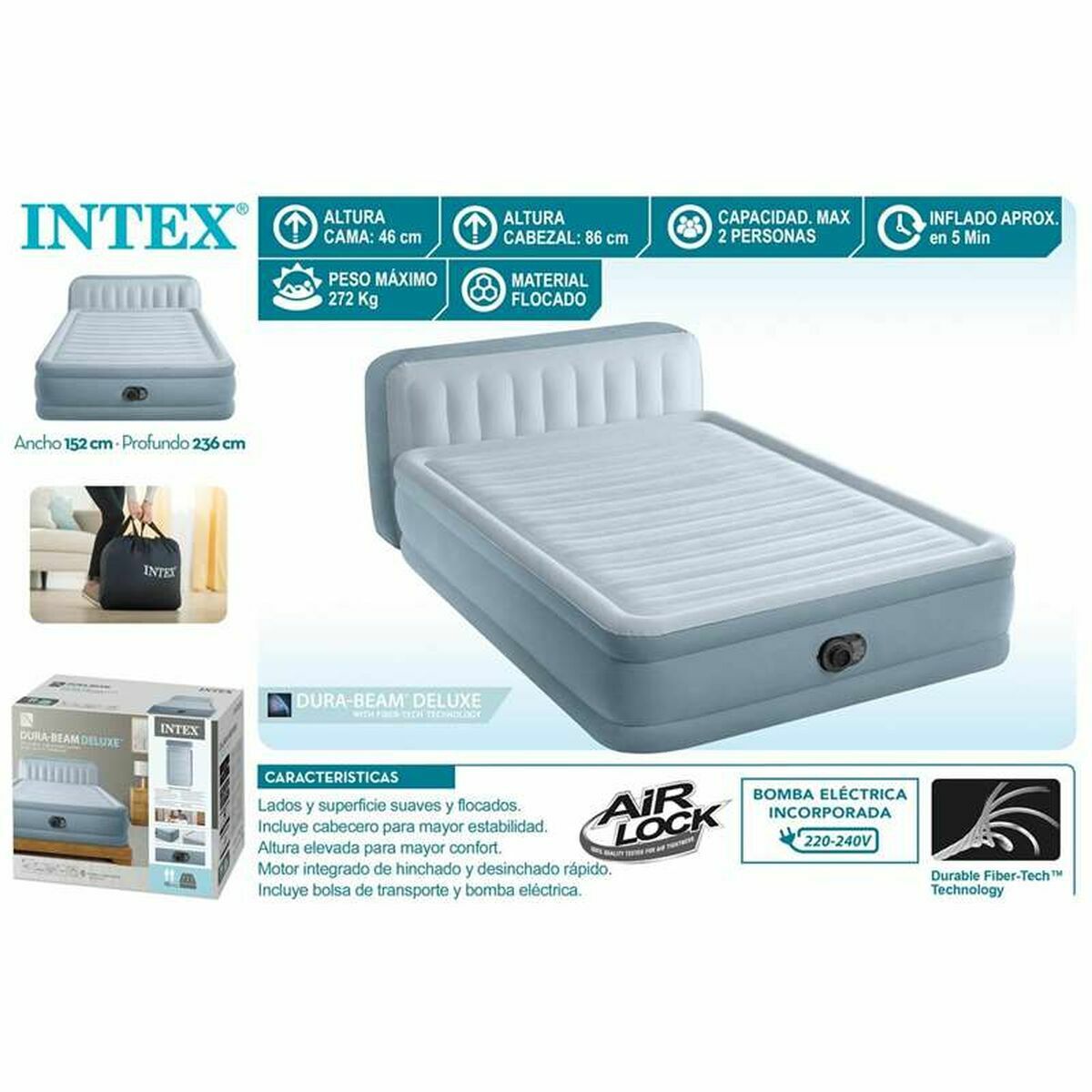 Cama Hinchable Intex 152 x 86 x 236 cm