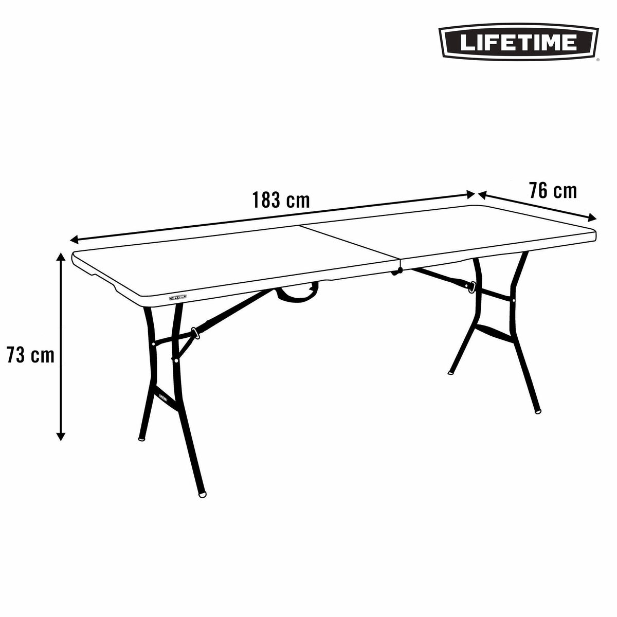 Mesa Plegable Lifetime Negro 183 x 73 x 76 cm