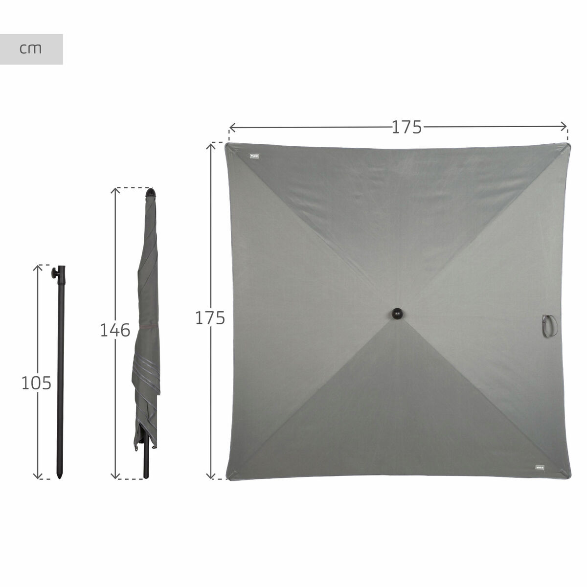 Sombrilla Aktive Gris 175 x 240 x 175 cm