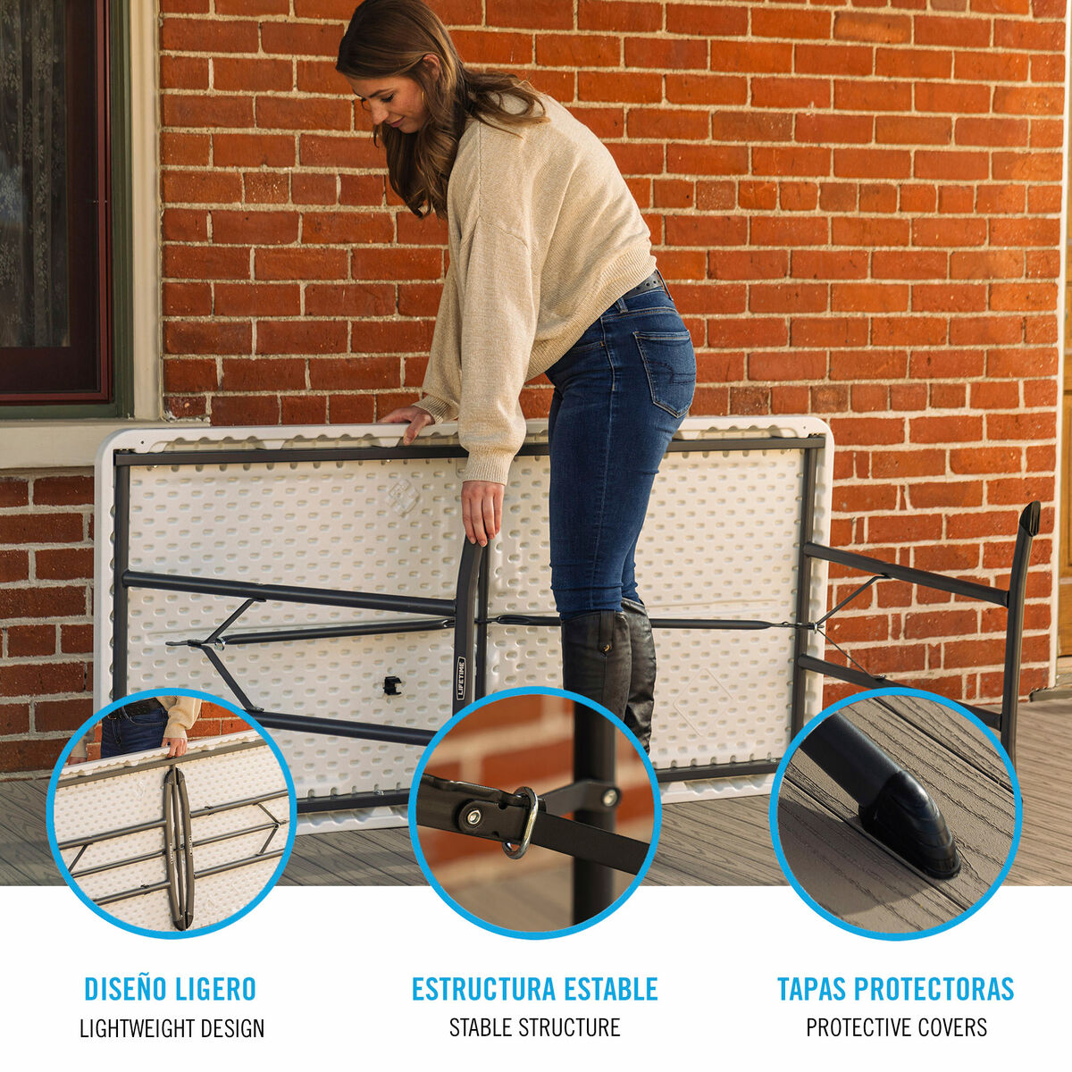 Mesa Plegable Lifetime Blanco 152 x 74 x 76 cm